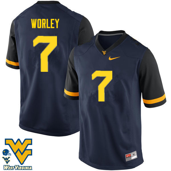 Men #7 Daryl Worley West Virginia Mountaineers College Football Jerseys-Navy - Click Image to Close